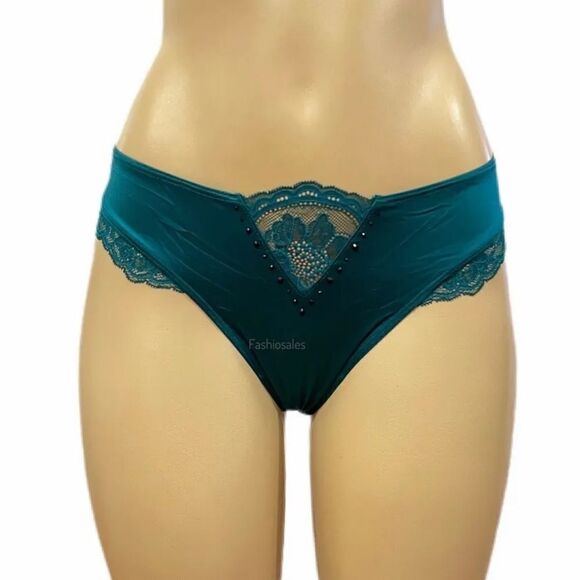 Victorias Secret Very Sexy Satin Micro Lace Crystals detail thong panty Cypress - Picture 5 of 9